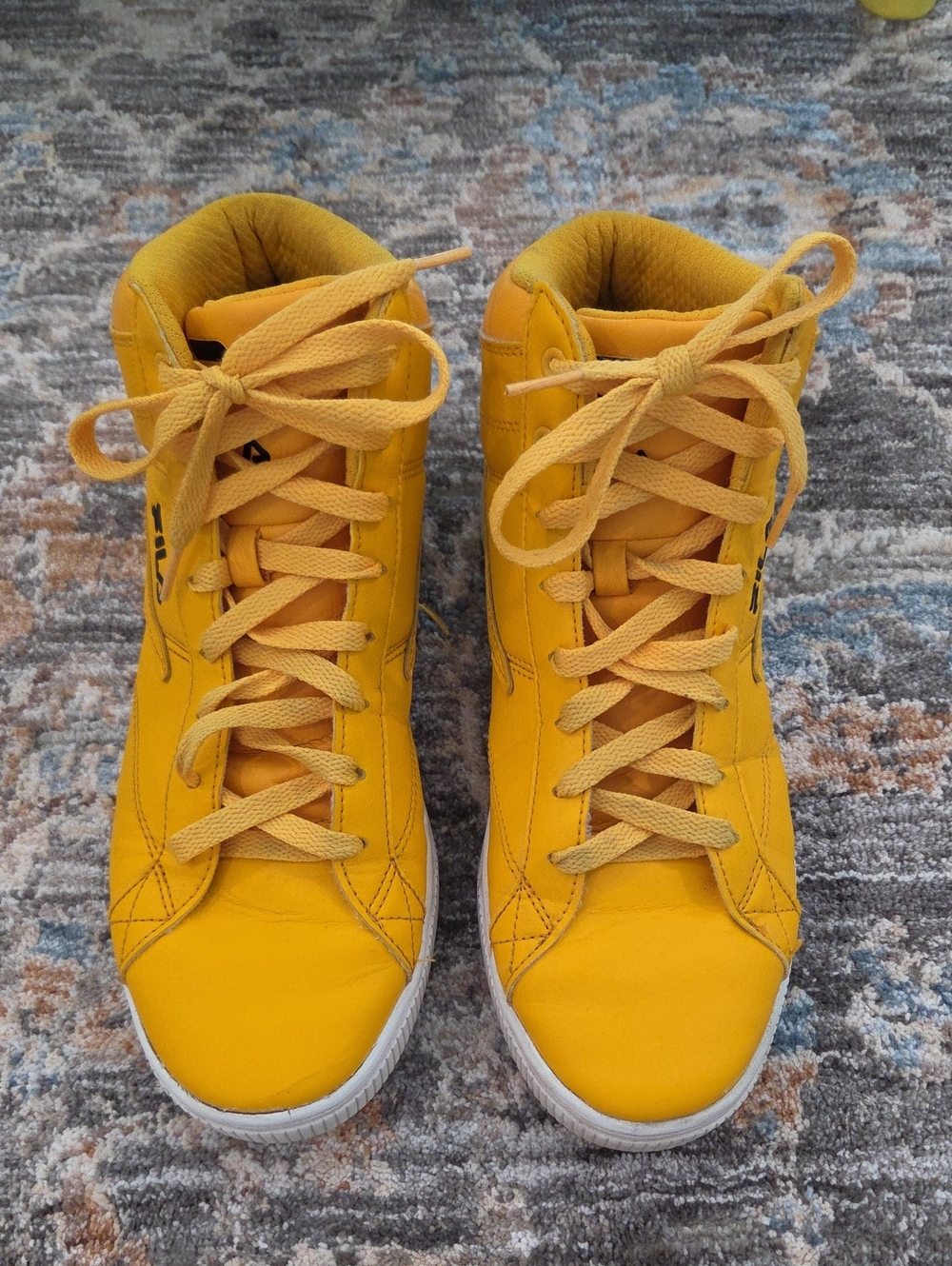 Fila Womens Yellow High-Top Sneakers with White Soles